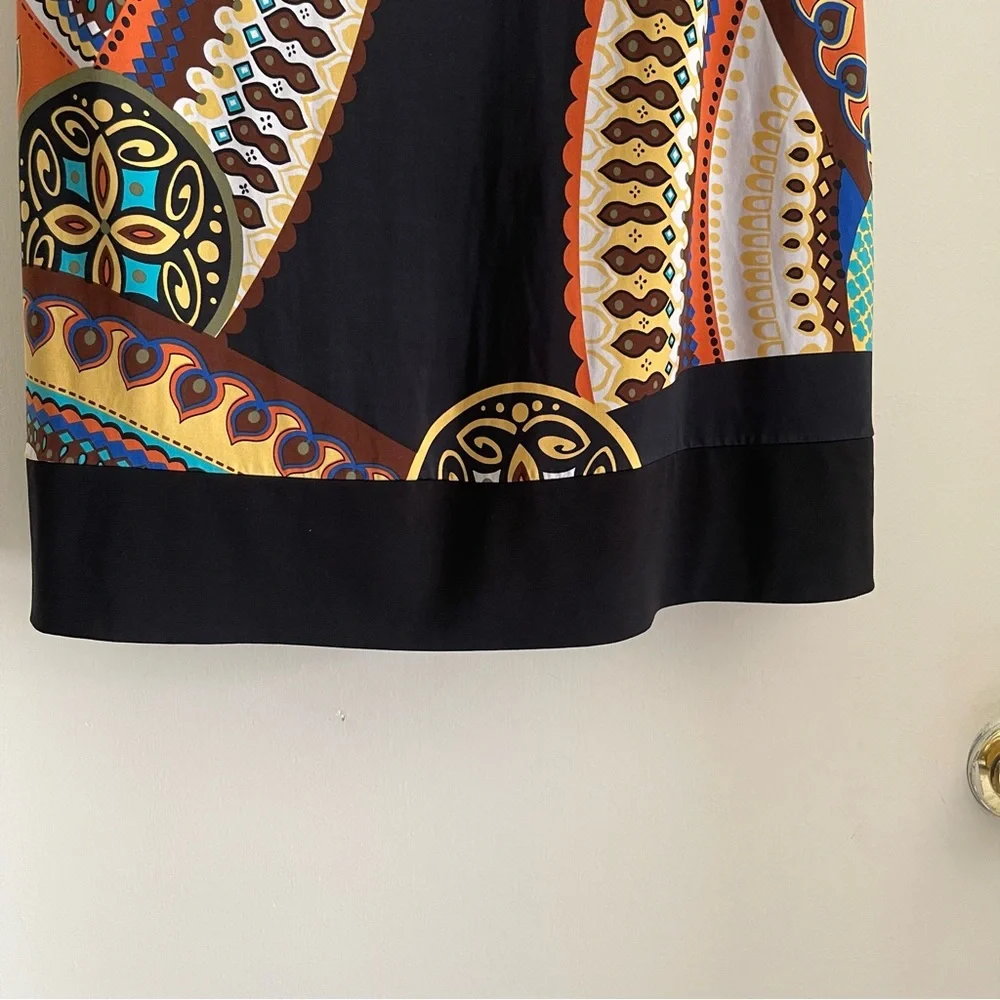 Papillon Blanc Geometric dress Black Yellow Orange size large Lightweight retro - Picture 7 of 9